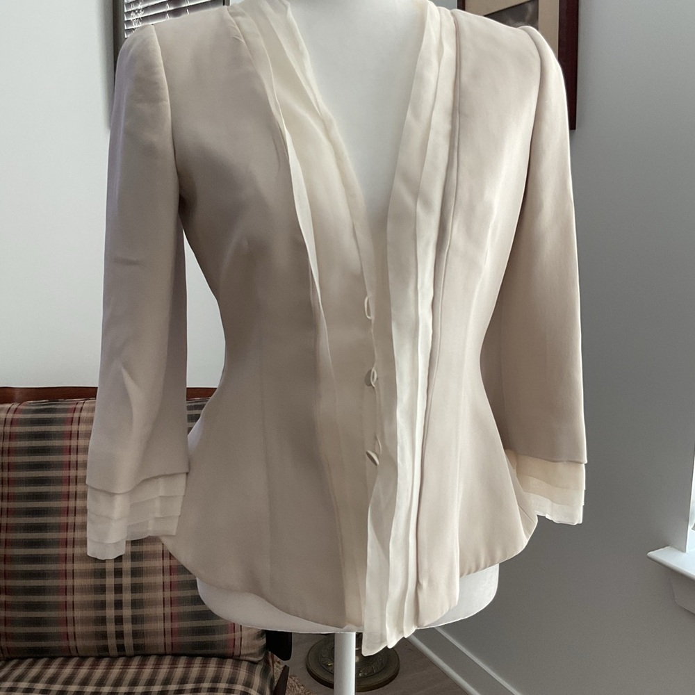 Giorgio Armani Cream Silk Blazer with Ivory Trim